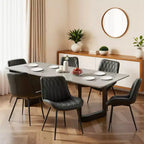 Coolmee Chaises de Salle à Manger Lot de 2, Chaises de Salle à Manger Modernes avec Coussins Épais, Siège Rembourré en Similicuir, Chaise d'Appoint de Cuisine sans Accoudoirs Noir