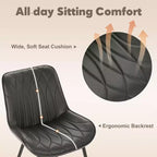 Coolmee Chaises de Salle à Manger Lot de 2, Chaises de Salle à Manger Modernes avec Coussins Épais, Siège Rembourré en Similicuir, Chaise d'Appoint de Cuisine sans Accoudoirs Noir