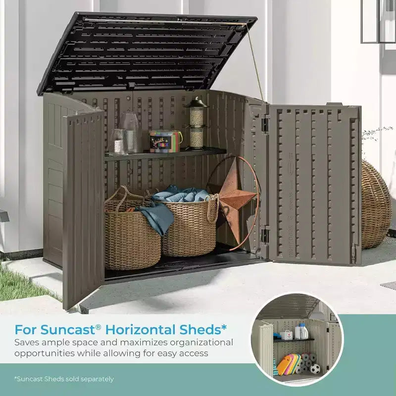 Suncast Lot de 6 étagères de remise horizontales, rangement extérieur mural peu encombrant, noir