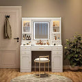 Large Vanity Dresser with Mirror, 6 Drawers & 4 Lockers, Dresser Desk