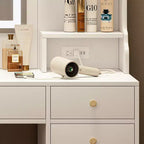 Grande coiffeuse avec miroir, 6 tiroirs et 4 casiers, bureau de rangement