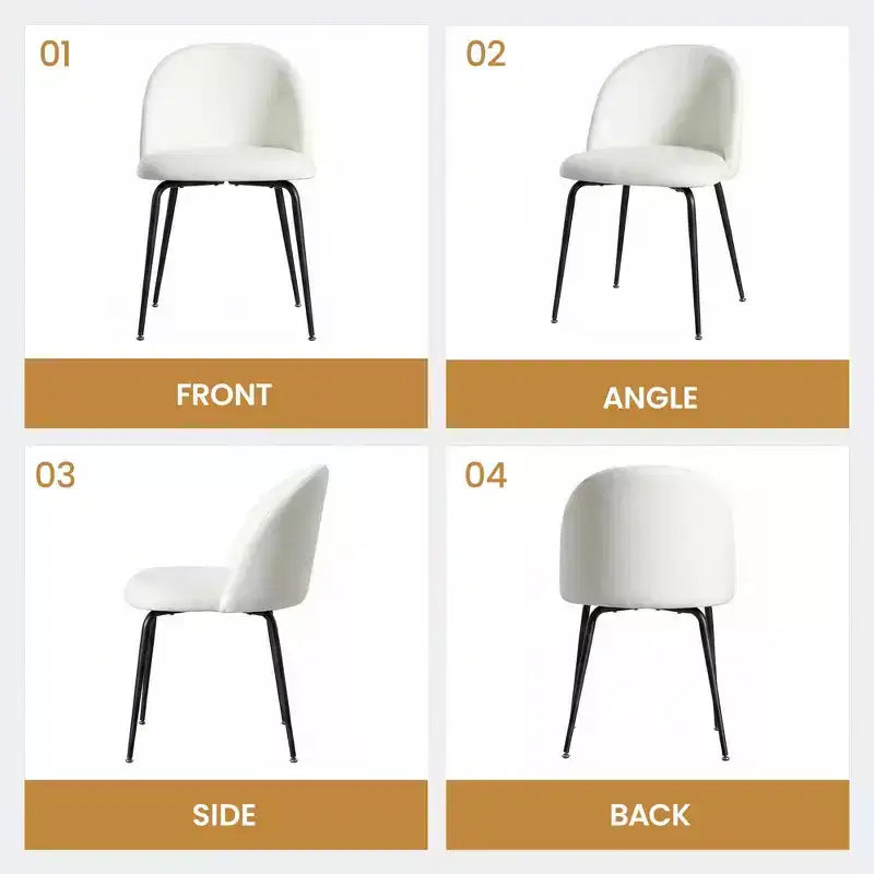 Lot de 2 chaises de salle à manger rembourrées, chaises d'appoint modernes sans accoudoirs en tissu de lin avec pieds en métal, chaises d'appoint à dossier ergonomique pour salle à manger et salon