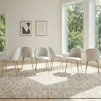 Lot de 2 chaises de salle à manger rembourrées, chaises d'appoint modernes sans accoudoirs en tissu de lin avec pieds en métal, chaises d'appoint à dossier ergonomique pour salle à manger et salon