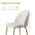 Lot de 2 chaises de salle à manger rembourrées, chaises d'appoint modernes sans accoudoirs en tissu de lin avec pieds en métal, chaises d'appoint à dossier ergonomique pour salle à manger et salon