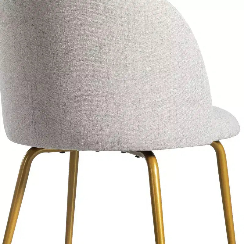 Lot de 2 chaises de salle à manger rembourrées, chaises d'appoint modernes sans accoudoirs en tissu de lin avec pieds en métal, chaises d'appoint à dossier ergonomique pour salle à manger et salon