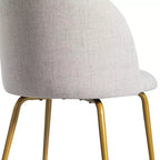 Lot de 2 chaises de salle à manger rembourrées, chaises d'appoint modernes sans accoudoirs en tissu de lin avec pieds en métal, chaises d'appoint à dossier ergonomique pour salle à manger et salon