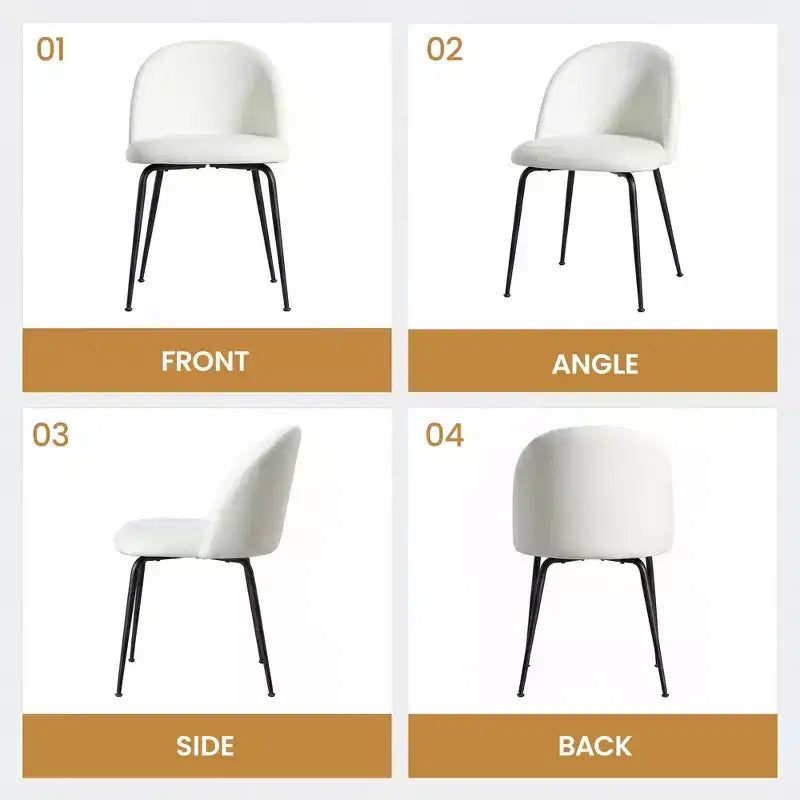 Lot de 2 chaises de salle à manger rembourrées, chaises d'appoint modernes sans accoudoirs en tissu de lin avec pieds en métal, chaises d'appoint à dossier ergonomique pour salle à manger et salon