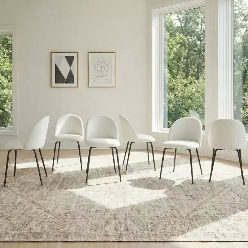 Lot de 2 chaises de salle à manger rembourrées, chaises d'appoint modernes sans accoudoirs en tissu de lin avec pieds en métal, chaises d'appoint à dossier ergonomique pour salle à manger et salon