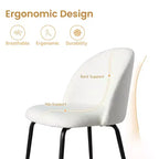 Lot de 2 chaises de salle à manger rembourrées, chaises d'appoint modernes sans accoudoirs en tissu de lin avec pieds en métal, chaises d'appoint à dossier ergonomique pour salle à manger et salon