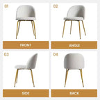 Lot de 2 chaises de salle à manger rembourrées, chaises d'appoint modernes sans accoudoirs en tissu de lin avec pieds en métal, chaises d'appoint à dossier ergonomique pour salle à manger et salon