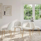 Lot de 2 chaises de salle à manger rembourrées, chaises d'appoint modernes sans accoudoirs en tissu de lin avec pieds en métal, chaises d'appoint à dossier ergonomique pour salle à manger et salon