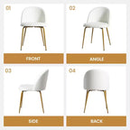 Lot de 2 chaises de salle à manger rembourrées, chaises d'appoint modernes sans accoudoirs en tissu de lin avec pieds en métal, chaises d'appoint à dossier ergonomique pour salle à manger et salon