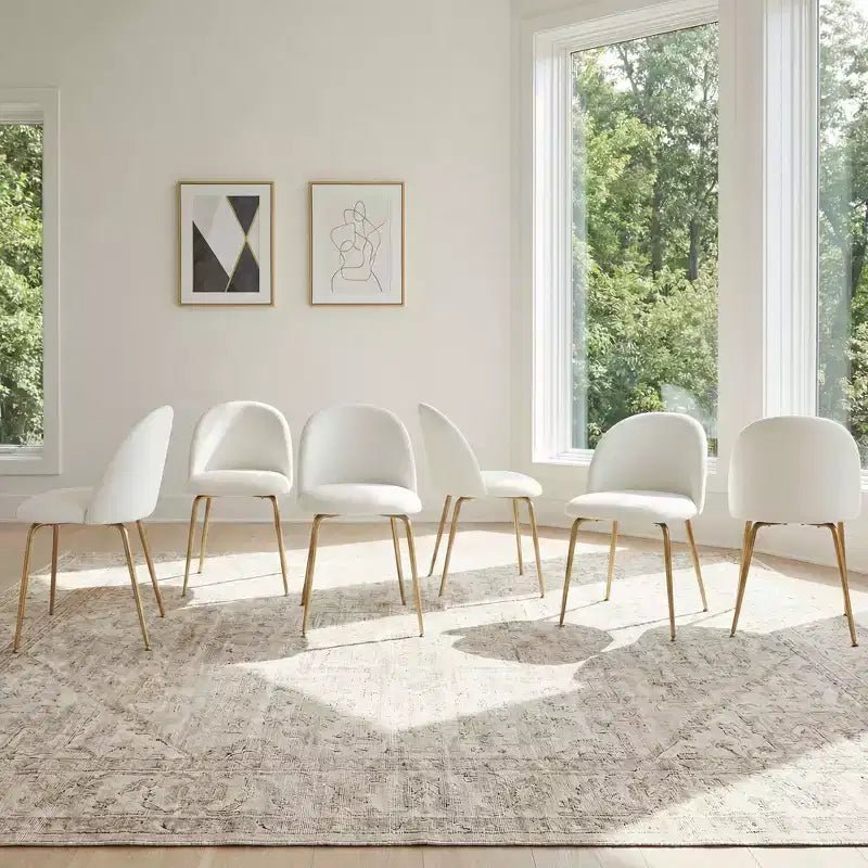 Lot de 2 chaises de salle à manger rembourrées, chaises d'appoint modernes sans accoudoirs en tissu de lin avec pieds en métal, chaises d'appoint à dossier ergonomique pour salle à manger et salon