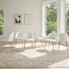 Lot de 2 chaises de salle à manger rembourrées, chaises d'appoint modernes sans accoudoirs en tissu de lin avec pieds en métal, chaises d'appoint à dossier ergonomique pour salle à manger et salon