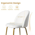 Lot de 2 chaises de salle à manger rembourrées, chaises d'appoint modernes sans accoudoirs en tissu de lin avec pieds en métal, chaises d'appoint à dossier ergonomique pour salle à manger et salon