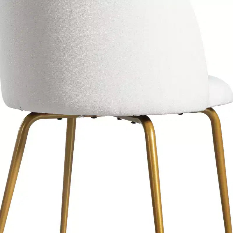 Lot de 2 chaises de salle à manger rembourrées, chaises d'appoint modernes sans accoudoirs en tissu de lin avec pieds en métal, chaises d'appoint à dossier ergonomique pour salle à manger et salon