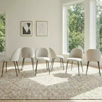 Lot de 2 chaises de salle à manger rembourrées, chaises d'appoint modernes sans accoudoirs en tissu de lin avec pieds en métal, chaises d'appoint à dossier ergonomique pour salle à manger et salon