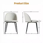 Lot de 2 chaises de salle à manger rembourrées, chaises d'appoint modernes sans accoudoirs en tissu de lin avec pieds en métal, chaises d'appoint à dossier ergonomique pour salle à manger et salon