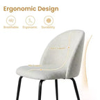 Lot de 2 chaises de salle à manger rembourrées, chaises d'appoint modernes sans accoudoirs en tissu de lin avec pieds en métal, chaises d'appoint à dossier ergonomique pour salle à manger et salon