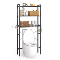 VASAGLE Over the Toilet Storage, Over Toilet Bathroom Organizer with Adjustable Shelves and Basket, Hair Dryer Holder, 3 Hooks