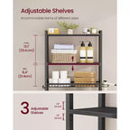 Étagère de rangement au-dessus des toilettes, Organisateur de salle de bain au-dessus des toilettes avec étagères et panier réglables, Support pour sèche-cheveux, 3 crochets