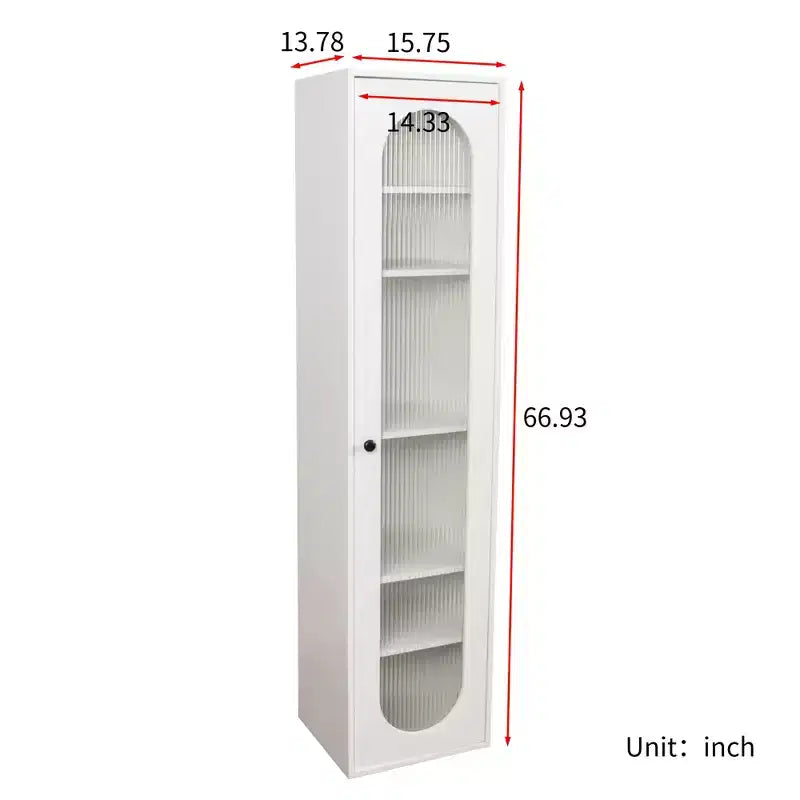 GDFStudio Thomas Vitrine haute moderne à 6 niveaux avec porte en verre