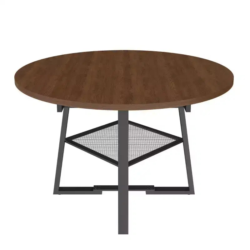 4759 Table à manger ronde extensible pour 4 à 6 personnes, table de cuisine circulaire avec étagère de rangement, plateau épaissi et cadre en métal pour salle à manger - Panipeachy