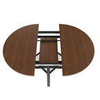 4759 Table à manger ronde extensible pour 4 à 6 personnes, table de cuisine circulaire avec étagère de rangement, plateau épaissi et cadre en métal pour salle à manger - Panipeachy