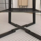 4759 Table à manger ronde extensible pour 4 à 6 personnes, table de cuisine circulaire avec étagère de rangement, plateau épaissi et cadre en métal pour salle à manger - Panipeachy