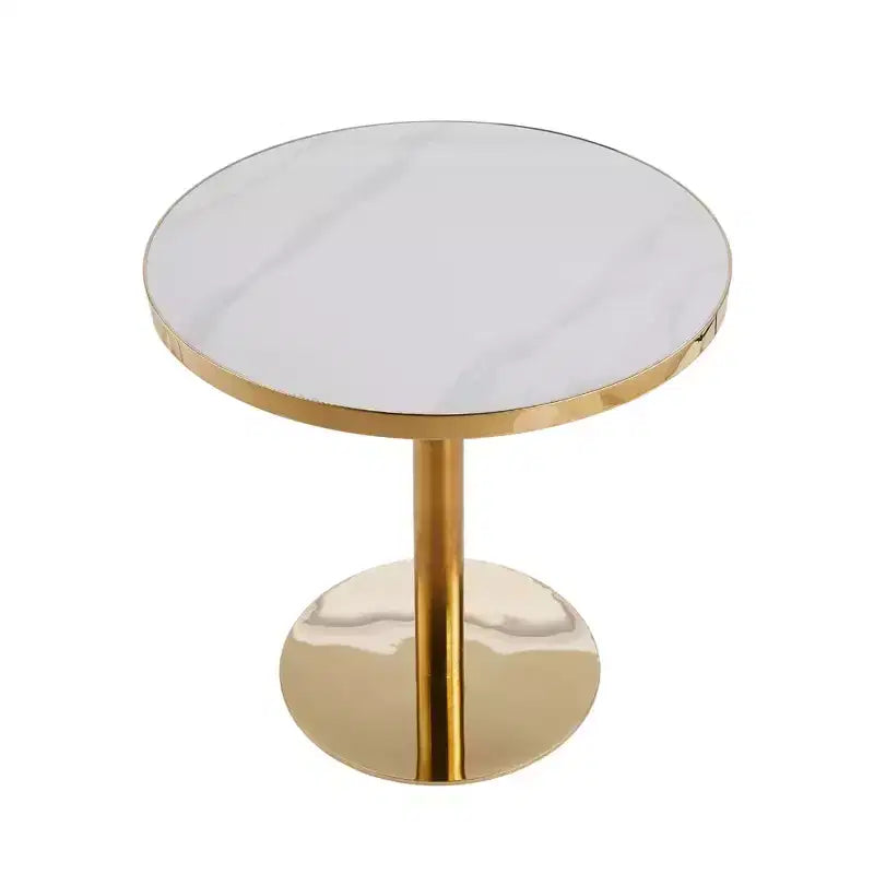 Table de bistrot piédestal GDFStudio Elara 32W en simili marbre et métal