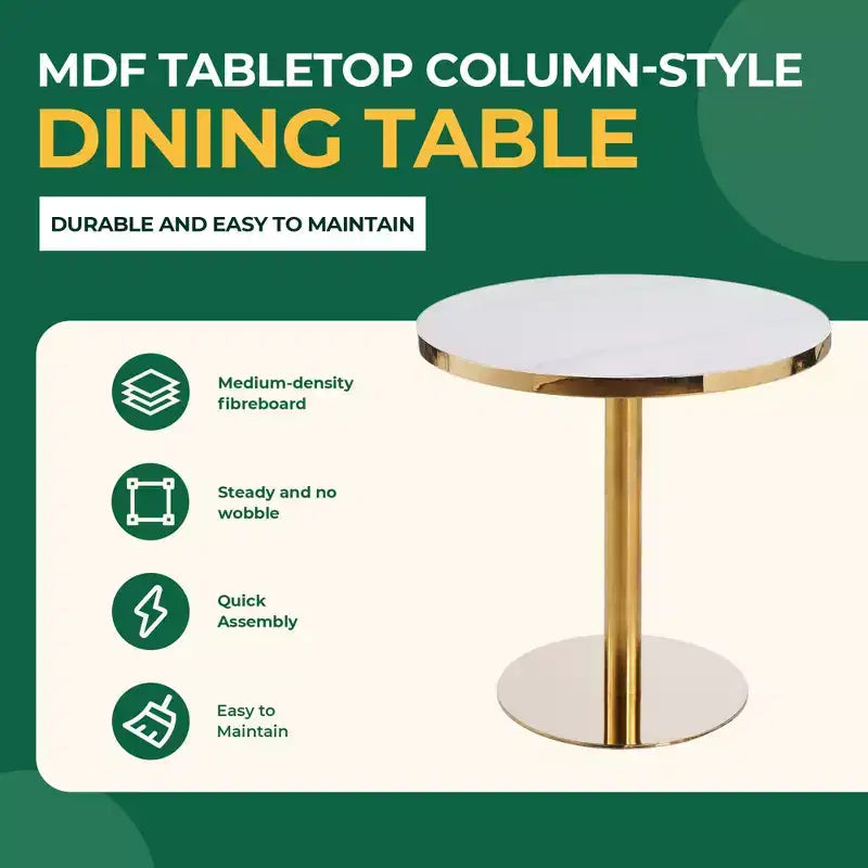 Table de bistrot piédestal GDFStudio Elara 32W en simili marbre et métal