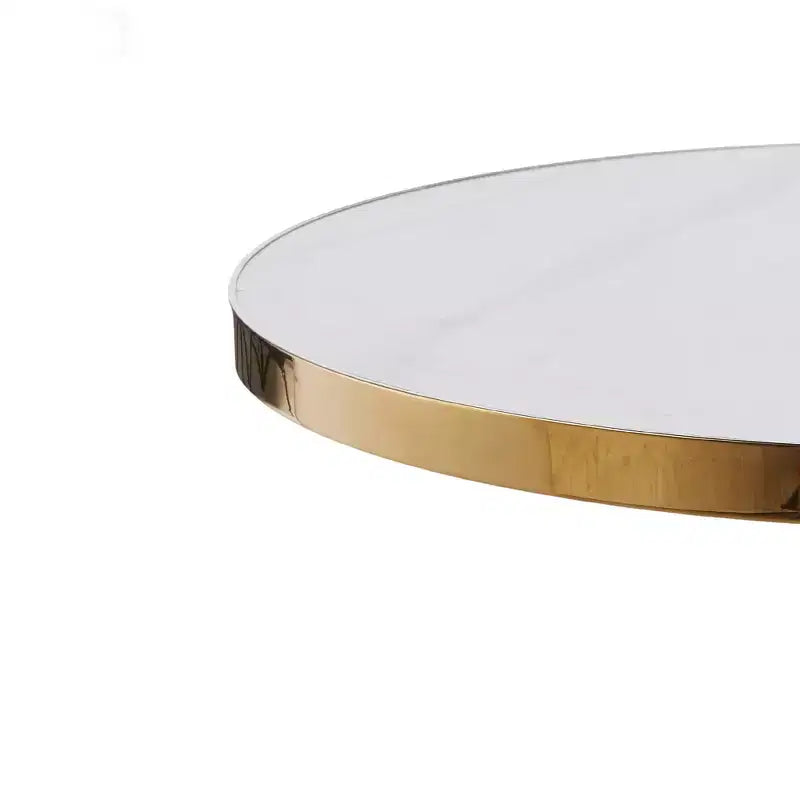 Table de bistrot piédestal GDFStudio Elara 32W en simili marbre et métal