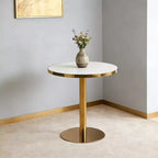 Table de bistrot piédestal GDFStudio Elara 32W en simili marbre et métal