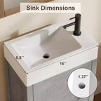 Meuble-lavabo de salle de bain autoportant de 40,6 cm - Armoire de rangement simple avec porte à fermeture douce et vasque intégrale pour petits espaces