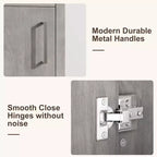 Meuble-lavabo de salle de bain autoportant de 40,6 cm - Armoire de rangement simple avec porte à fermeture douce et vasque intégrale pour petits espaces
