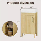 Meuble-lavabo de salle de bain autoportant de 40,6 cm - Armoire de rangement simple avec porte à fermeture douce et vasque intégrale pour petits espaces