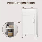 Meuble-lavabo de salle de bain autoportant de 40,6 cm - Armoire de rangement simple avec porte à fermeture douce et vasque intégrale pour petits espaces