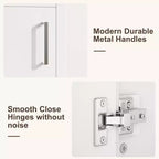 Meuble-lavabo de salle de bain autoportant de 40,6 cm - Armoire de rangement simple avec porte à fermeture douce et vasque intégrale pour petits espaces