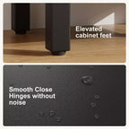 Meuble-lavabo de salle de bain autoportant de 40,6 cm - Armoire de rangement simple avec porte à fermeture douce et vasque intégrale pour petits espaces