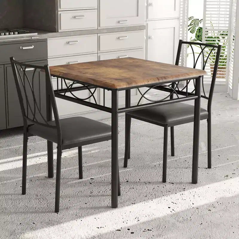 Ensemble table et chaises de salle à manger pour 2, ensemble table carrée et chaises, ensemble de table de cuisine 3 pièces pour 2 avec chaises rembourrées, pour petits espaces, appartement