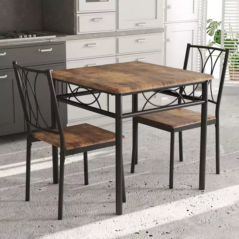 Ensemble table et chaises de salle à manger pour 2, ensemble table carrée et chaises, ensemble de table de cuisine 3 pièces pour 2 avec chaises rembourrées, pour petits espaces, appartement