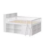 Lit mezzanine Polibi style loft moderne avec éclairage de tête de lit LED doux et grand espace de rangement