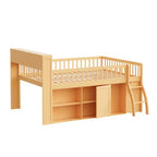 Lit mezzanine Polibi style loft moderne avec éclairage de tête de lit LED doux et grand espace de rangement
