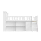 Lit mezzanine Polibi style loft moderne avec éclairage de tête de lit LED doux et grand espace de rangement