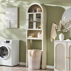 Meuble de rangement arqué au-dessus des toilettes avec portes en acrylique, étagère de salle de bain, meuble de salle de bain moderne avec étagère réglable