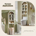 Meuble de rangement arqué au-dessus des toilettes avec portes en acrylique, étagère de salle de bain, meuble de salle de bain moderne avec étagère réglable