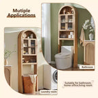 Meuble de rangement arqué au-dessus des toilettes avec portes en acrylique, étagère de salle de bain, meuble de salle de bain moderne avec étagère réglable