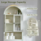 Meuble de rangement arqué au-dessus des toilettes avec portes en acrylique, étagère de salle de bain, meuble de salle de bain moderne avec étagère réglable