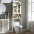 Meuble de rangement arqué au-dessus des toilettes avec portes en acrylique, étagère de salle de bain, meuble de salle de bain moderne avec étagère réglable