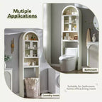 Meuble de rangement arqué au-dessus des toilettes avec portes en acrylique, étagère de salle de bain, meuble de salle de bain moderne avec étagère réglable